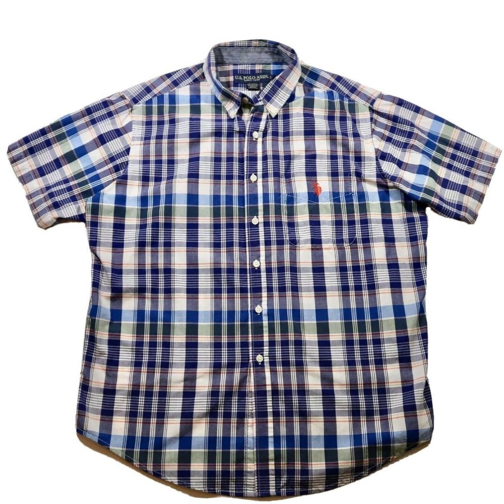 U.S. Polo Association Plaid Woven Shirt w/Logo for